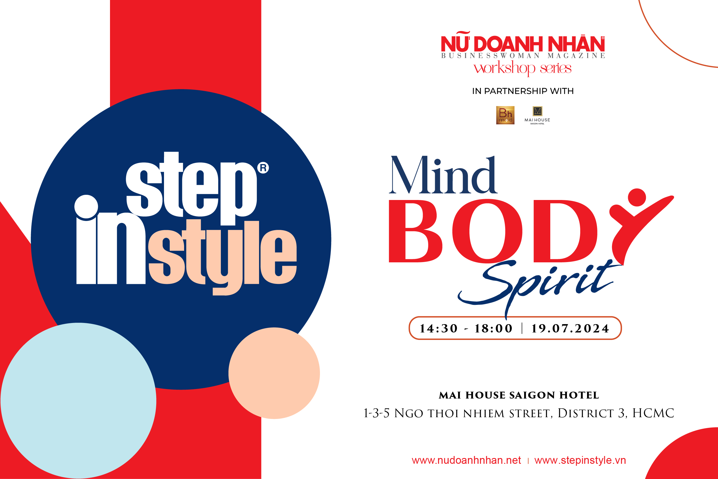 Tạp chí Nữ Doanh Nhân và Step in Style tổ chức workshop Mind – Body – Spirit vào ngày 19/07/2024