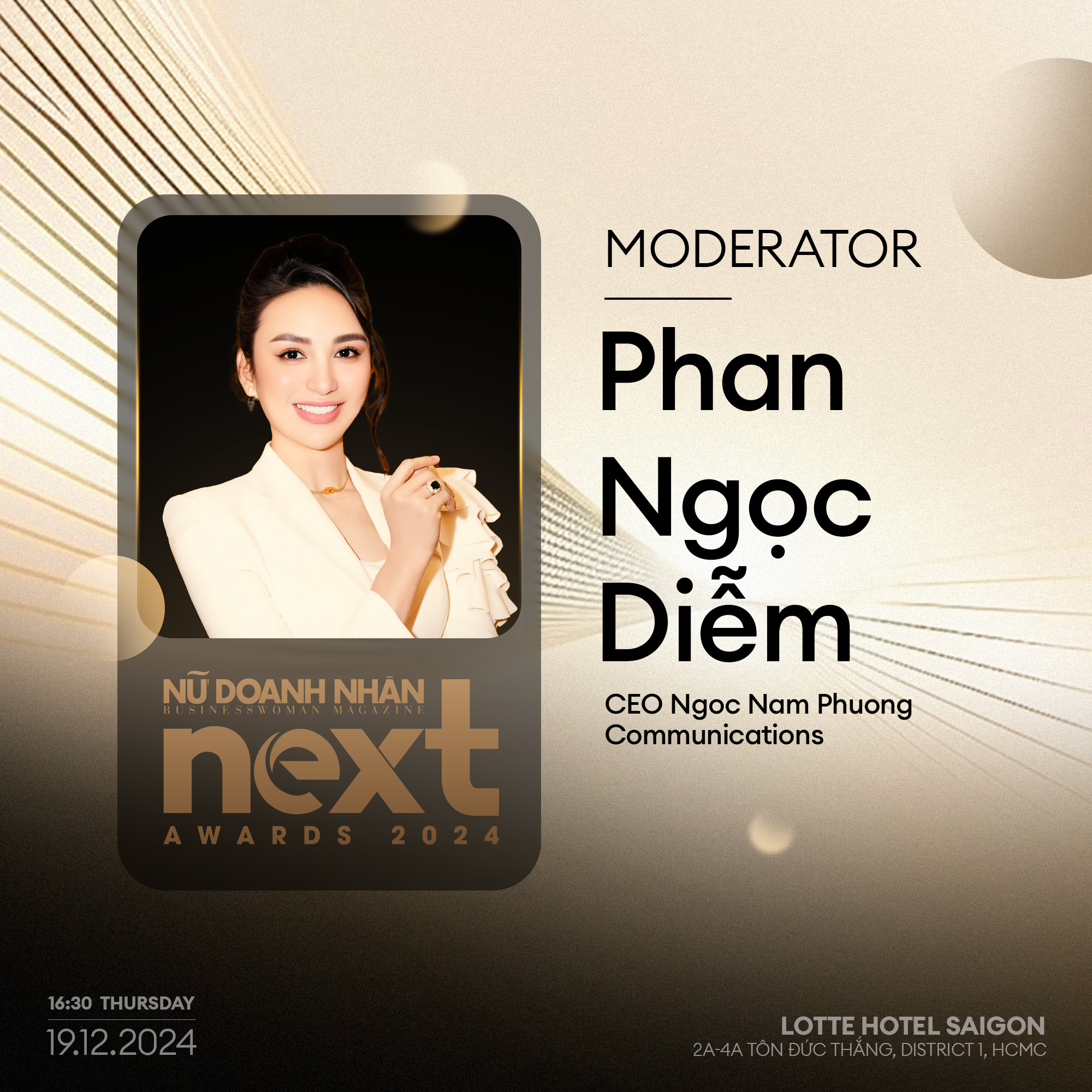 Bà Ngọc Diễm, host phiên đối thoại chủ đề “Innovation & Sustainability”